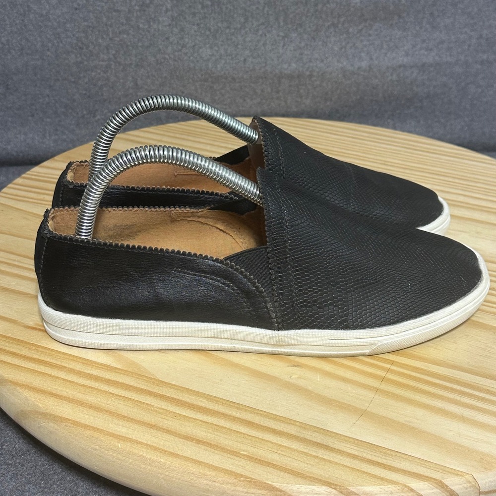 SUN STONE Black Textured Slip‎ On Loafer Shoes Women 7.5M Casual Comfort
